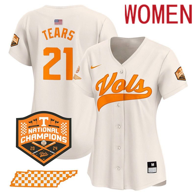 Women Tennessee Volunteers #21 Tears Cream 2024 Nike Champions Vapor Premier Limited NCAA Jersey